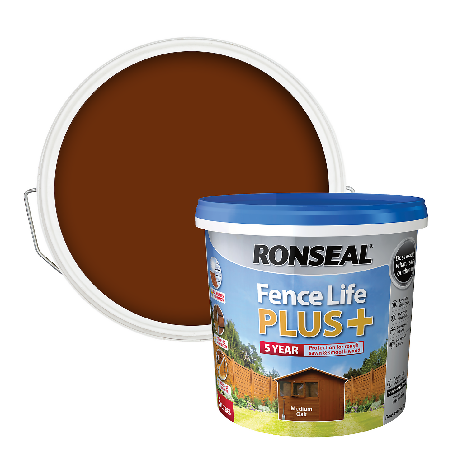 Ronseal Fence Life Plus Paint Medium Oak - 5L Ronseal Fence Life Plus Paint Medium Oak - 5L -Best Paint Shop 12804791 1264942088216082