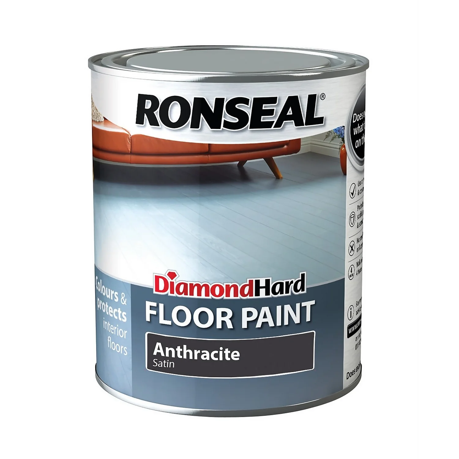 Ronseal Diamond Hard Floor Paint Anthracite - 750ml Ronseal Diamond Hard Floor Paint Anthracite - 750ml -Best Paint Shop 12807634 1064843307808963