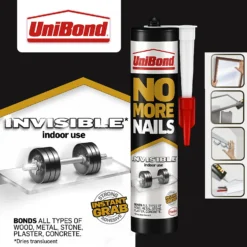 UniBond No More Nails Invisible Grab Adhesive Cartridge 285g -Best Paint Shop 12807949 5605032996754631
