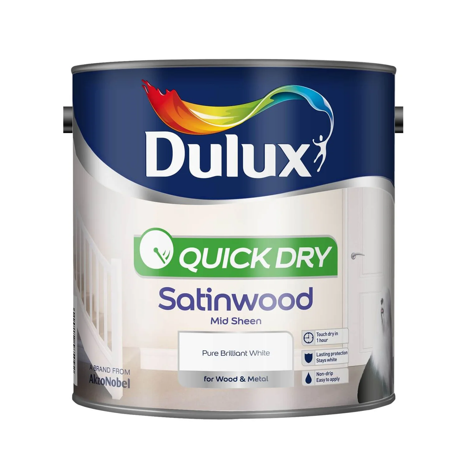 Dulux Quick Dry Satinwood Pure Brilliant White - 2.5L Dulux Quick Dry Satinwood Pure Brilliant White - 2.5L -Best Paint Shop 12810581 1304833194780973