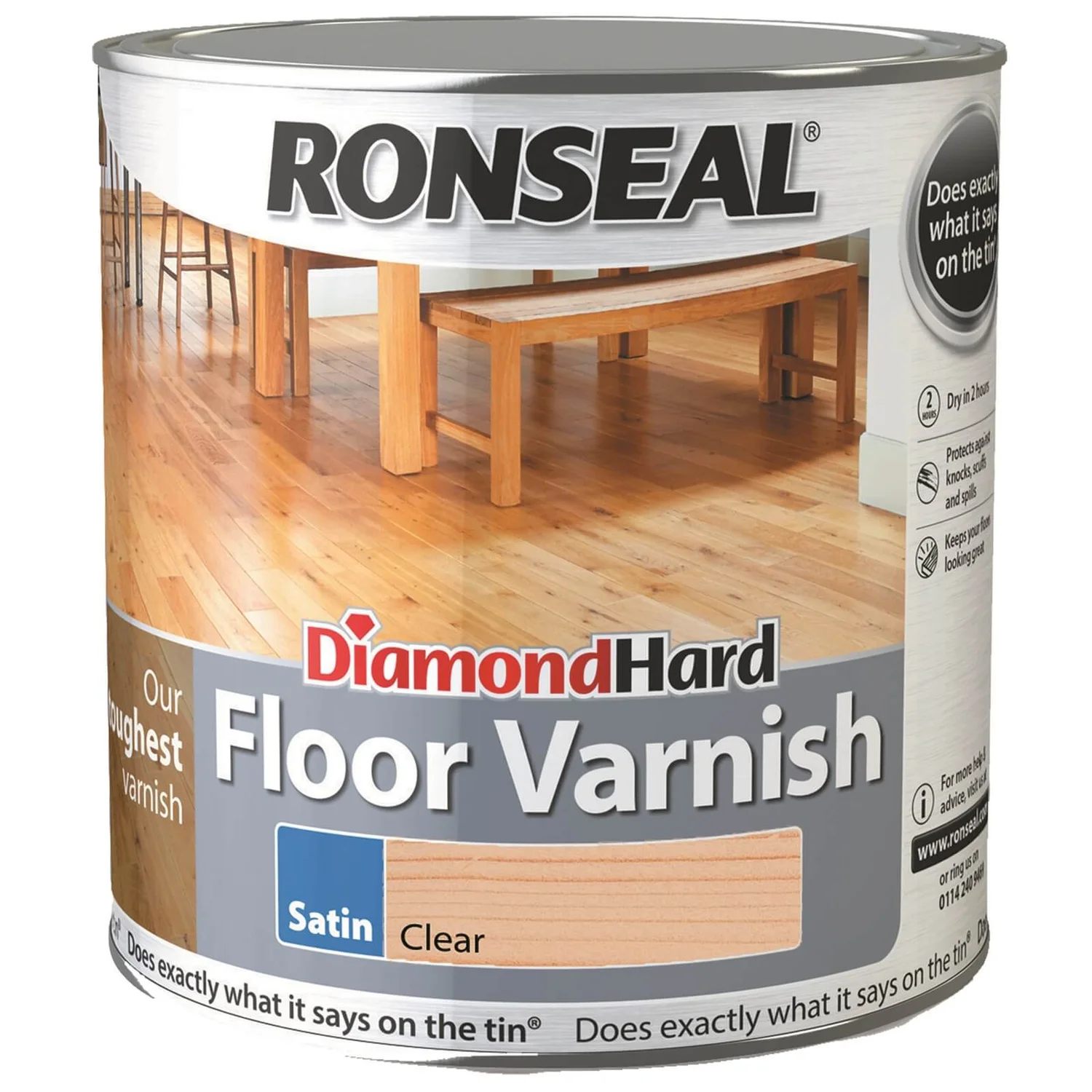 Ronseal Diamond Hard Floor Varnish Satin Clear- 2.5L Ronseal Diamond Hard Floor Varnish Satin Clear- 2.5L -Best Paint Shop 12811623 1534831918695183