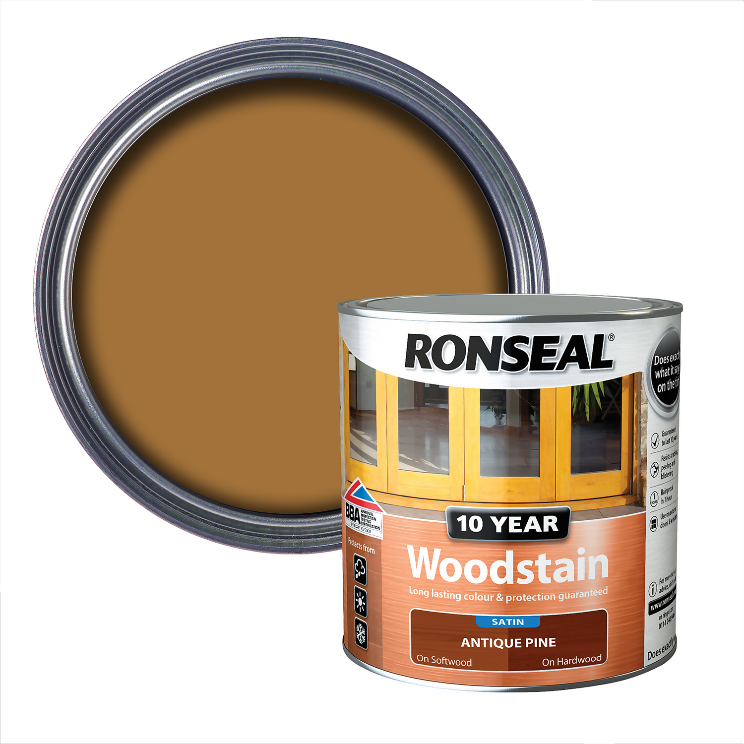Ronseal 10 Year Woodstain Antique Pine Satin - 750ml Ronseal 10 Year Woodstain Antique Pine Satin - 750ml -Best Paint Shop 12820815 1624949530628691