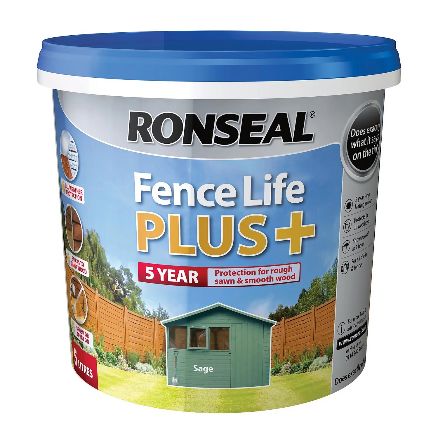 Ronseal Fence Life Plus Paint Sage - 5L Ronseal Fence Life Plus Paint Sage - 5L -Best Paint Shop 12821351 1614942086864861