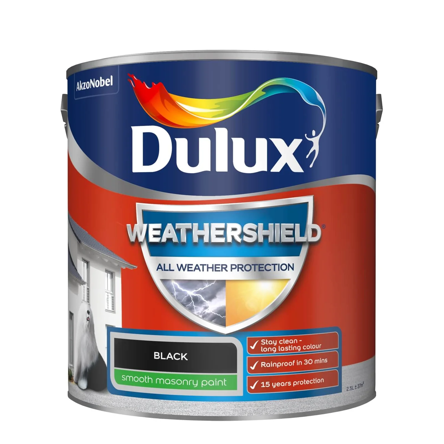 Dulux Weathershield All Weather Smooth Masonry Paint Black - 2.5L Dulux Weathershield All Weather Smooth Masonry Paint Black - 2.5L -Best Paint Shop 12822695 7054831947077541