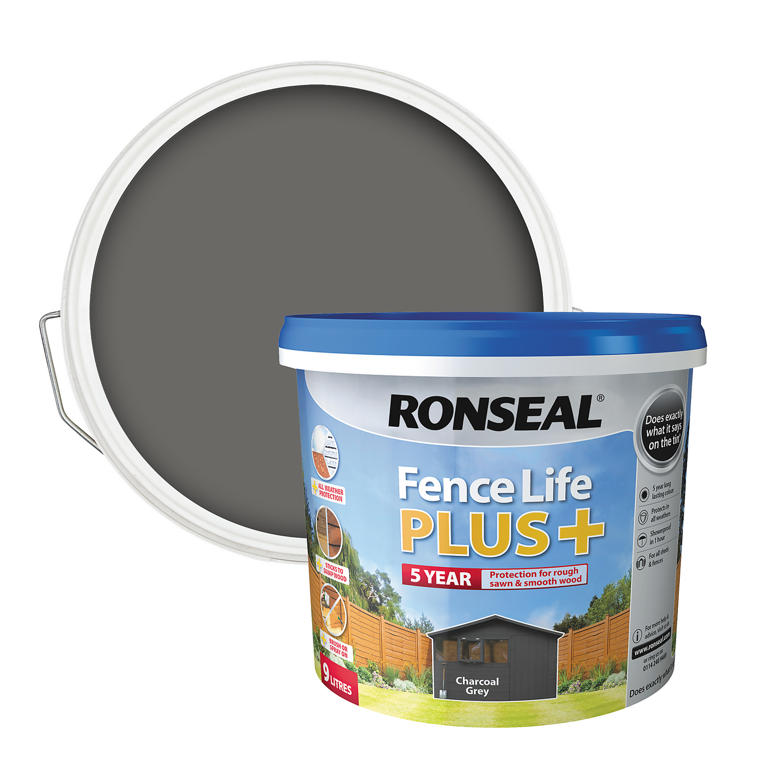 Ronseal Fence Life Plus Paint Charcoal Grey - 9L Ronseal Fence Life Plus Paint Charcoal Grey - 9L -Best Paint Shop 12826703 1964942086758355