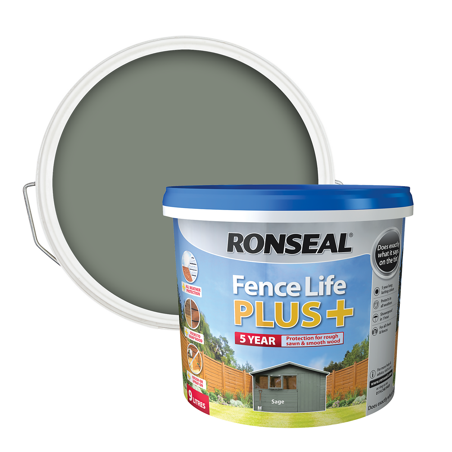 Ronseal Fence Life Plus Paint Sage - 9L Ronseal Fence Life Plus Paint Sage - 9L -Best Paint Shop 12826705 1084942086773418