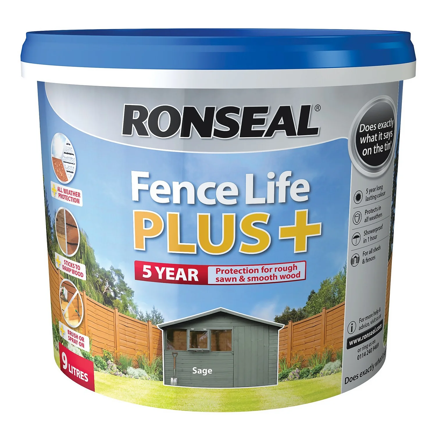 Ronseal Fence Life Plus Paint Sage - 9L Ronseal Fence Life Plus Paint Sage - 9L -Best Paint Shop 12826705 4474942087011300