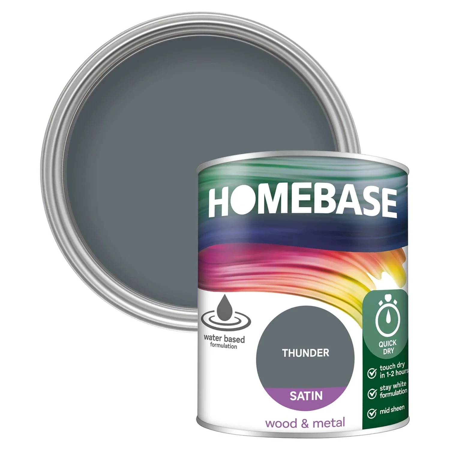 Homebase Interior Quick Dry Satin Paint Thunder - 750ml Homebase Interior Quick Dry Satin Paint Thunder - 750ml -Best Paint Shop 12832904 1074831918540410