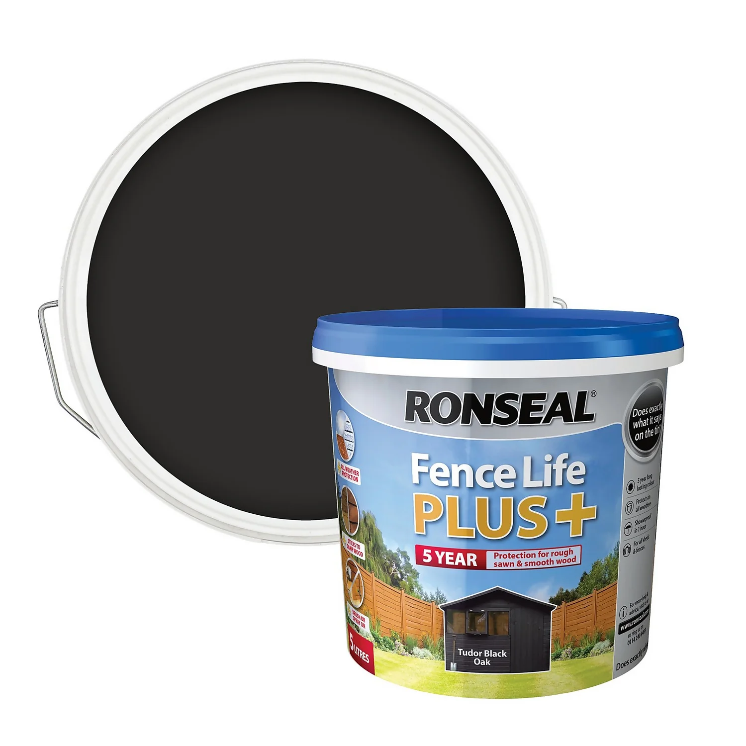 Ronseal Fence Life Plus Paint Tudor Black Oak - 5L Ronseal Fence Life Plus Paint Tudor Black Oak - 5L -Best Paint Shop 12833707 2924960722476040