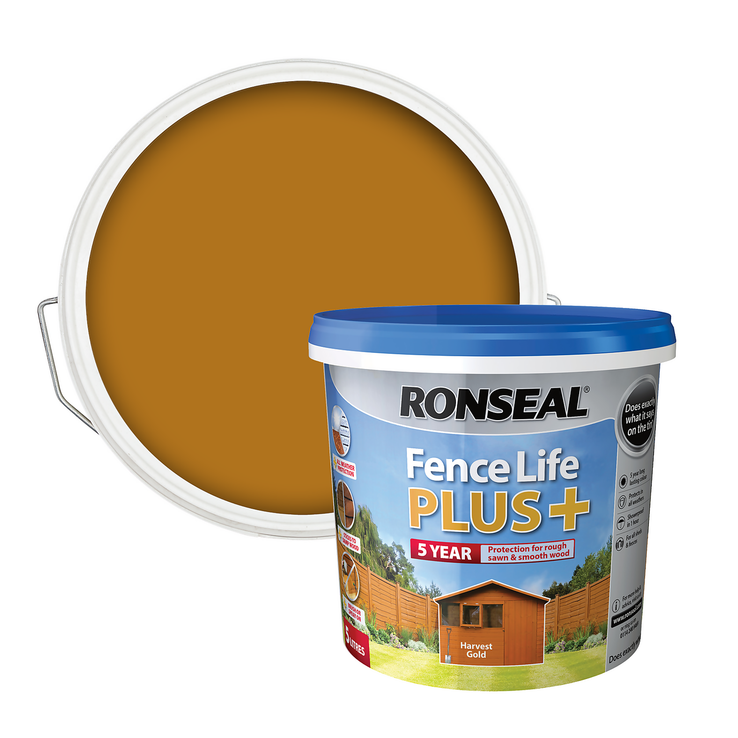 Ronseal Fence Life Plus Harvest Gold - 5L Ronseal Fence Life Plus Harvest Gold - 5L -Best Paint Shop 12833709 1184942086819102