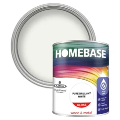 Homebase Interior Non Drip Gloss Paint Brilliant White - 750ml