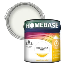 Homebase Interior Quick Dry Eggshell Paint Brilliant White - 2.5L