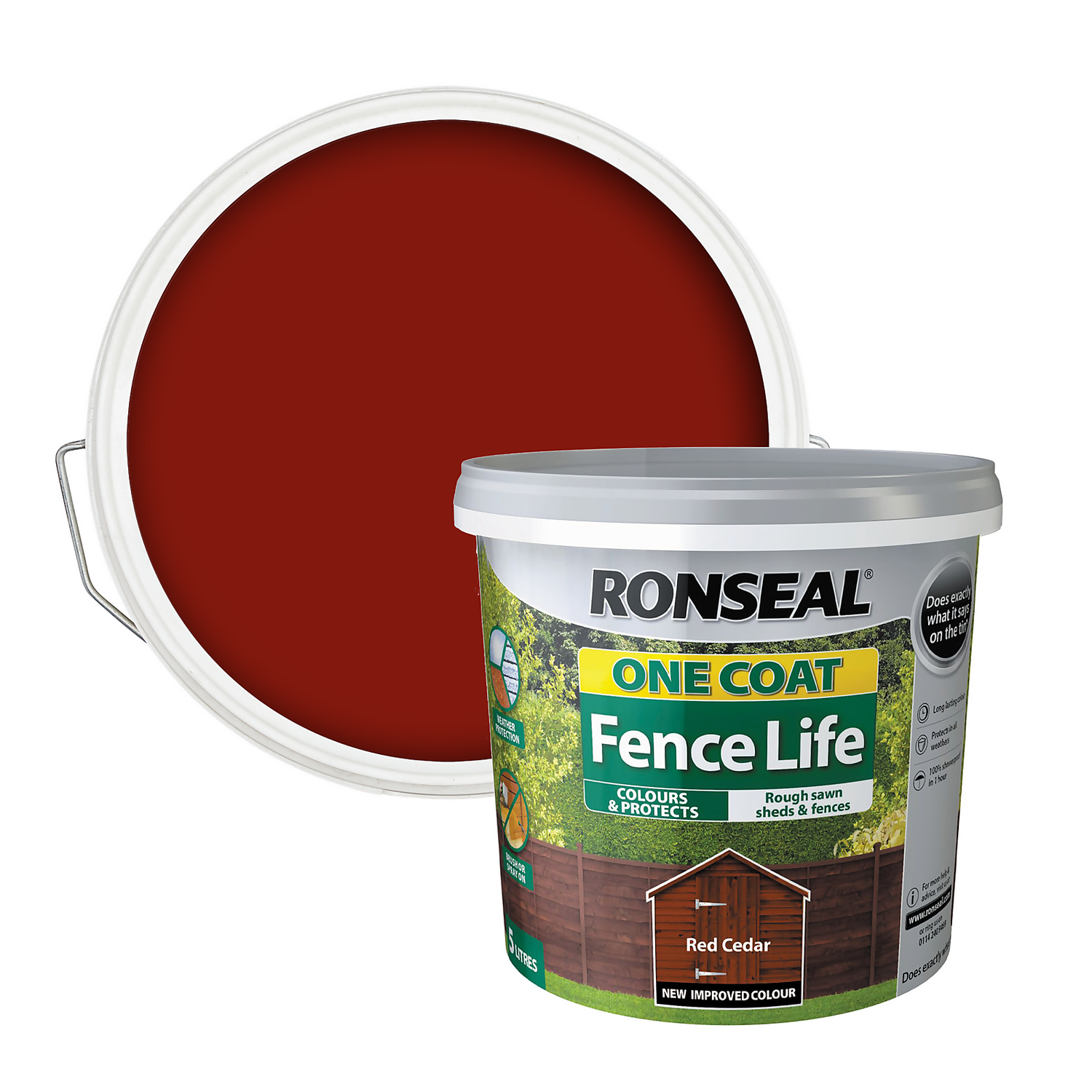 Ronseal One Coat Fence Life Paint Red Cedar - 5L Ronseal One Coat Fence Life Paint Red Cedar - 5L -Best Paint Shop 12841672 1214942087060611