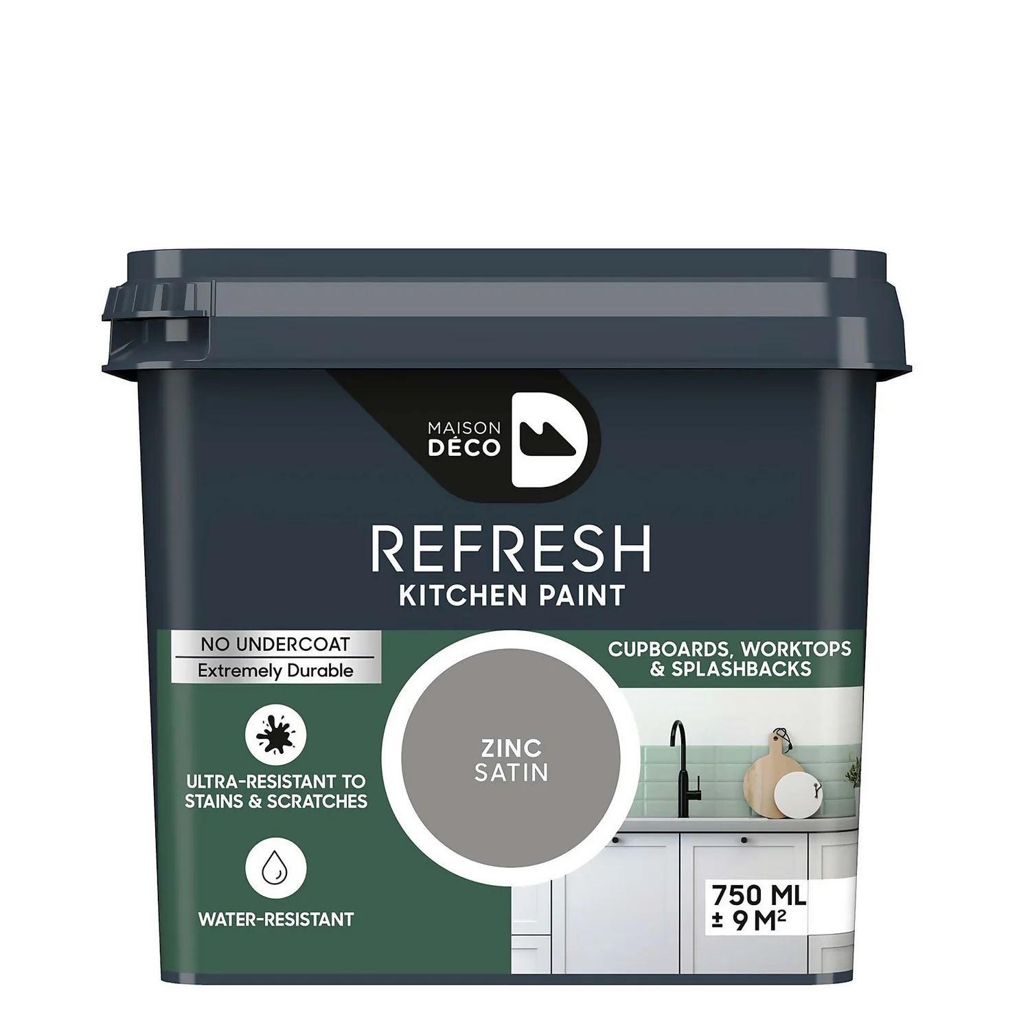 Maison Deco Refresh Kitchen Cupboards, Worktops & Splashbacks Paint Zinc - 750ml Maison Deco Refresh Kitchen Cupboards, Worktops & Splashbacks Paint Zinc - 750ml -Best Paint Shop 12878346 6334860645233997