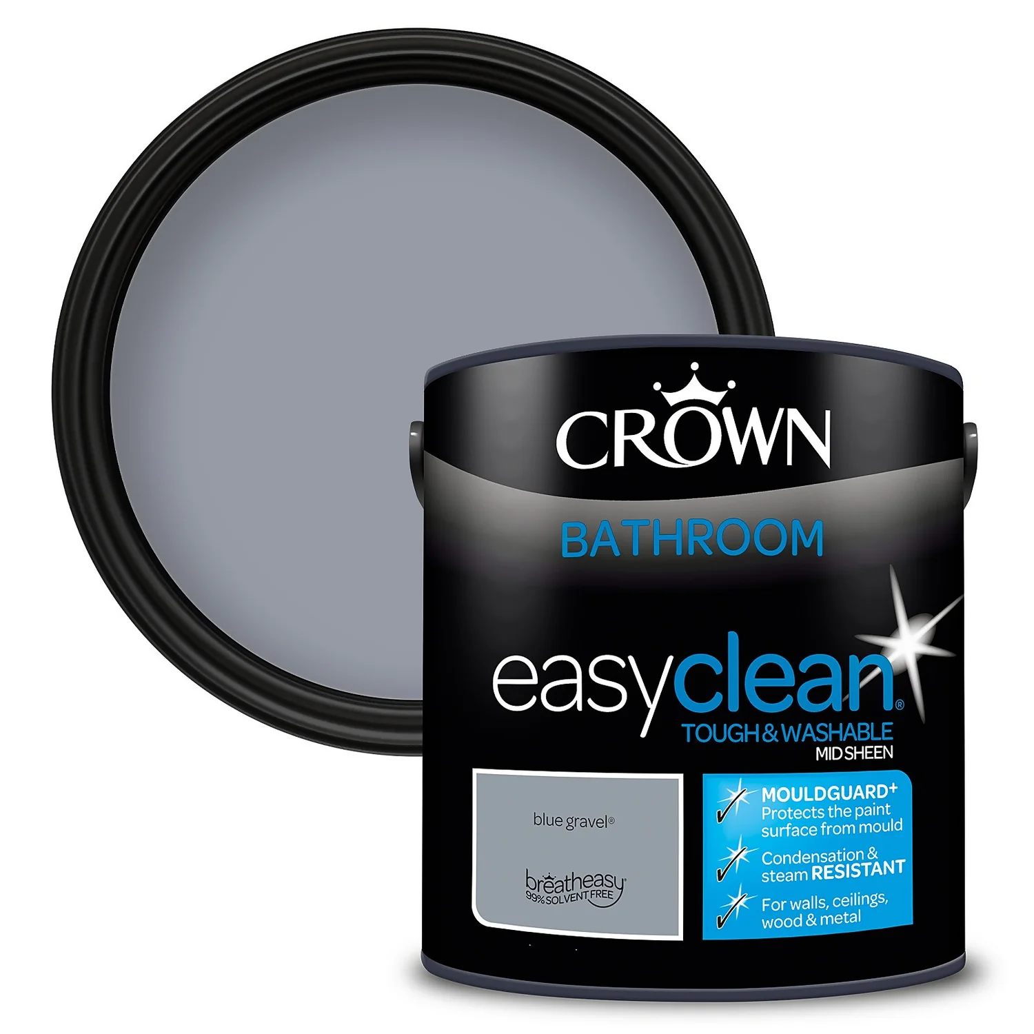 Crown Easyclean® Mouldguard+ Bathroom Mid Sheen Washable Multi Surface Paint Blue Gravel® - 2.5L Crown Easyclean® Mouldguard+ Bathroom Mid Sheen Washable Multi Surface Paint Blue Gravel® - 2.5L -Best Paint Shop 12886755 1204847487552279
