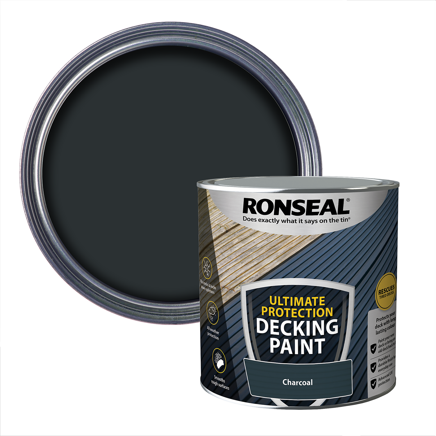 Ronseal Ultimate Protection Decking Paint Charcoal - 2.5L Ronseal Ultimate Protection Decking Paint Charcoal - 2.5L -Best Paint Shop 12889258 1184942291223724