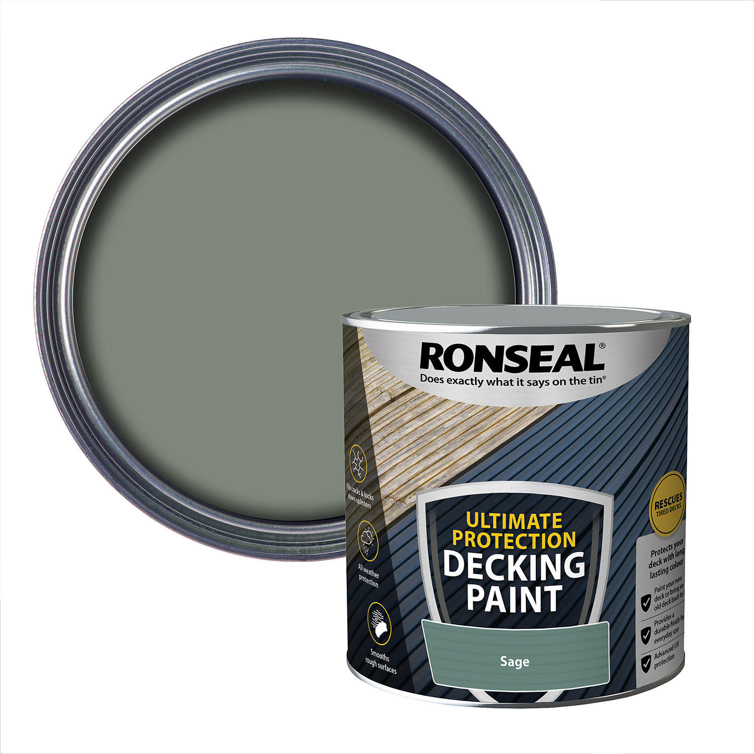 Ronseal Ultimate Protection Decking Paint Sage - 2.5L Ronseal Ultimate Protection Decking Paint Sage - 2.5L -Best Paint Shop 12893349 2304942291160235