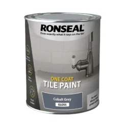 Ronseal One Coat Tile Paint Cobalt Grey Gloss - 750ml