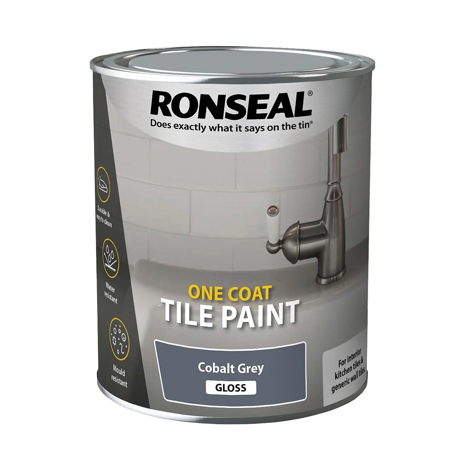 Ronseal One Coat Tile Paint Cobalt Grey Gloss - 750ml Ronseal One Coat Tile Paint Cobalt Grey Gloss - 750ml -Best Paint Shop 13052750 1004876685733429